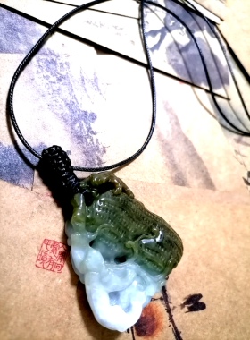 阿福珠宝 天然缅甸真品翡翠福禄寿福瓜国风原创编织吊坠项链