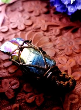 原石手工编织腊绳吊坠