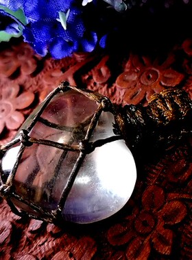 原石手工编织腊绳吊坠