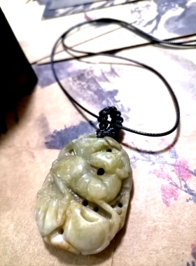 阿福珠宝 天然缅甸真品翡翠黄翡喜羊开泰国风原创编织吊坠项链