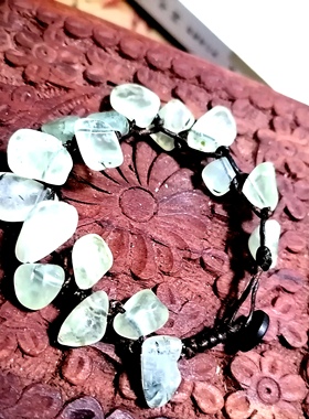 福百瑞珠宝天然葡萄石水晶蜡绳编织清新美貌百搭手链