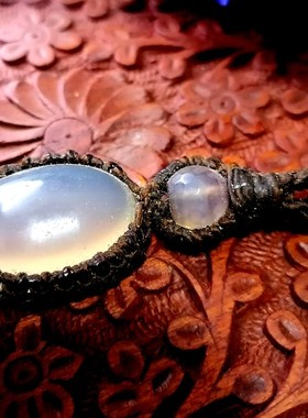 原石手工编织腊绳吊坠