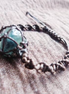 原石手工编织腊绳吊坠