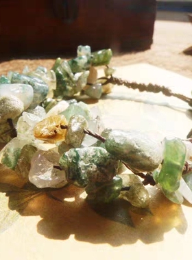 福百瑞珠宝天然印度玛瑙石碎石手编复古美搭蜡绳手链