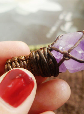 原石手工编织腊绳吊坠