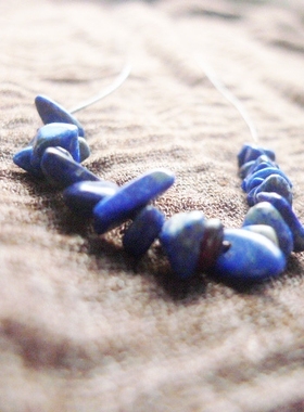 阿福家 天然青金石碎石手编一线简约随意蜡绳项链