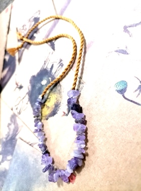 阿福珠宝 天然紫水晶原石水晶原创编织藏式手搓棉线项链