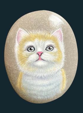 石头摆件中式书房手绘