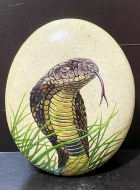 石头摆件中式书房手绘