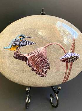 石头摆件中式书房手绘