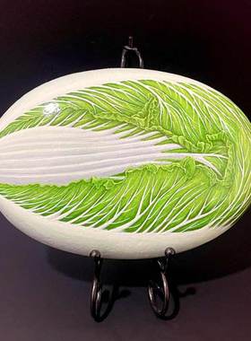 石头摆件中式办公室纯手绘