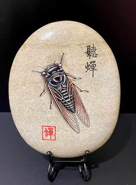 成品节日礼物手绘书架石头画