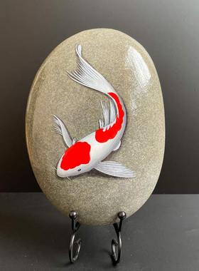 石头摆件现代简约办公室纯手绘