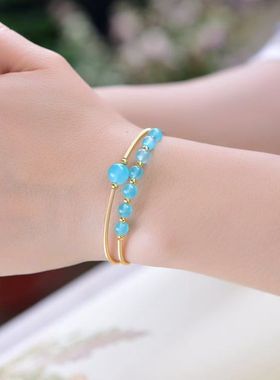 日系手链本命年红玛瑙手链天然红色玉髓珠子手镯串珠单圈手串男女