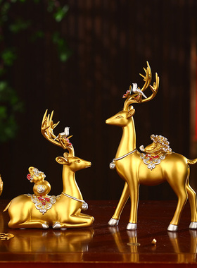 创意中式百财福鹿招财摆件