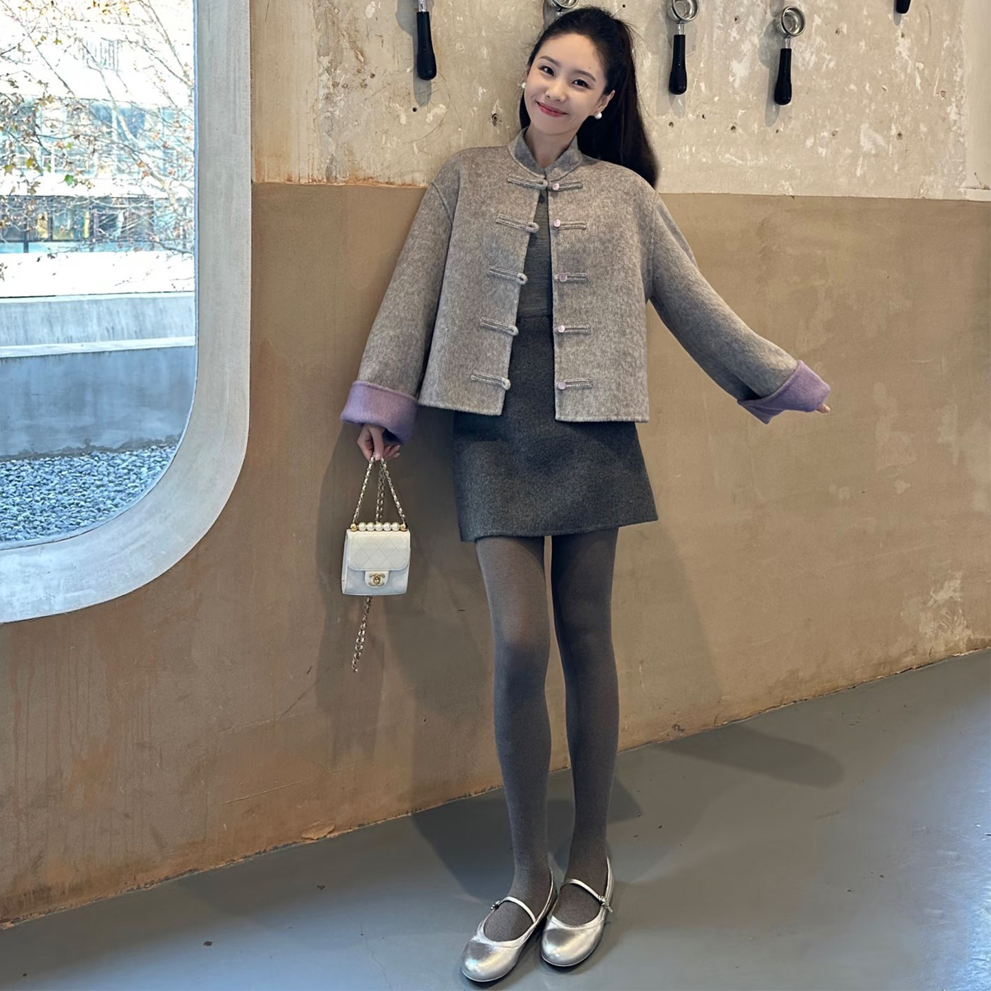 新中式国风立领盘扣毛呢外套女秋冬装小个子短款撞色呢子大衣显瘦,淘宝优惠券,粉丝福利购,淘宝优惠卷