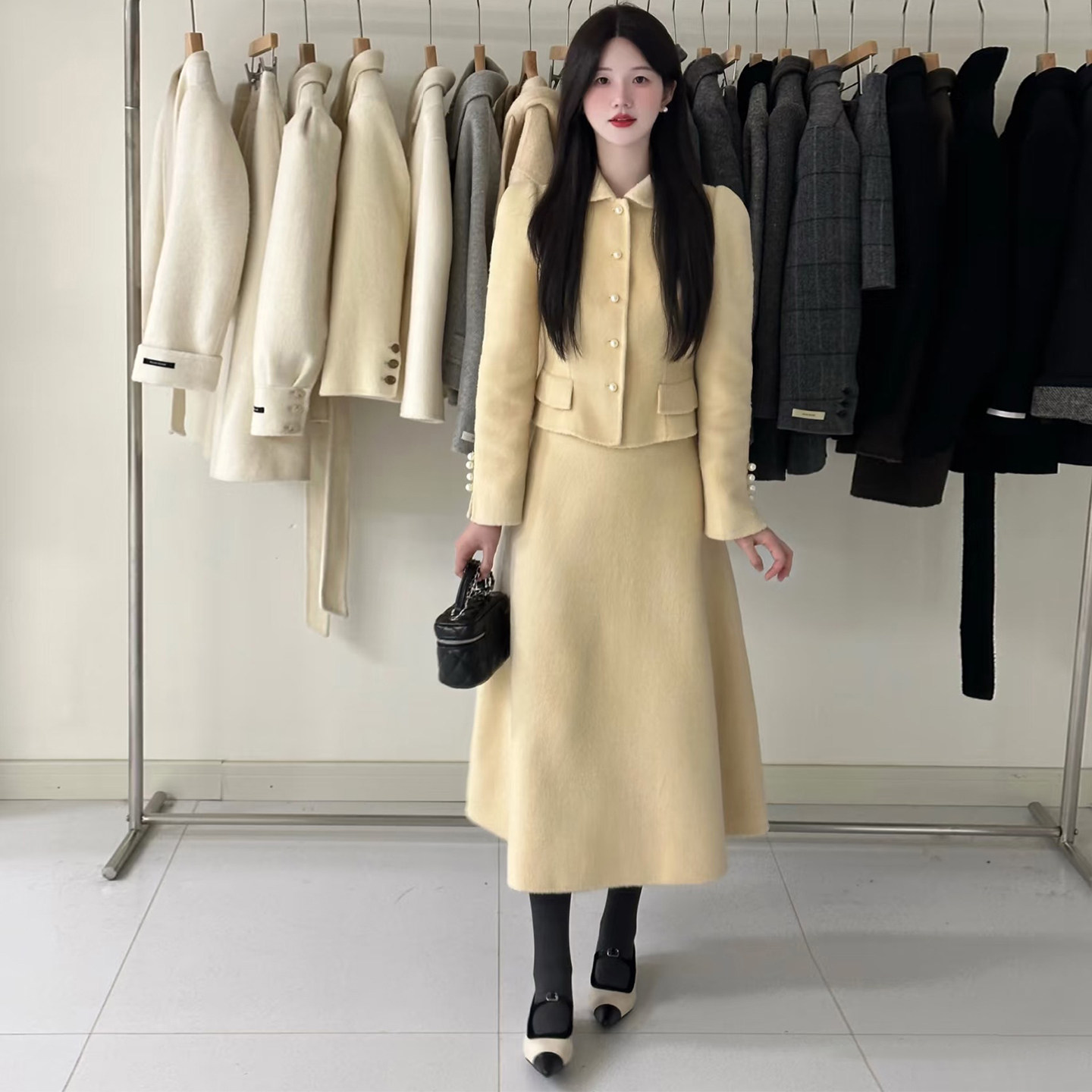 千金风翻领外套A字裙毛呢套装女秋装高知感气质呢子两件套轻熟风,淘宝优惠券,粉丝福利购,淘宝优惠卷