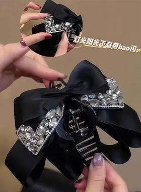赫本风夜宴蝴蝶结抓夹女高级感轻奢后脑勺盘发鲨鱼夹气质发夹头饰