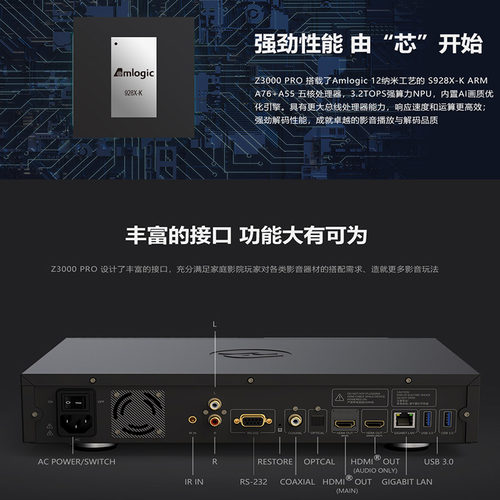 芝杜Z3000PRO8K蓝光硬盘播放器HDR杜比全景声家庭影院双HDMI输出 - 图0
