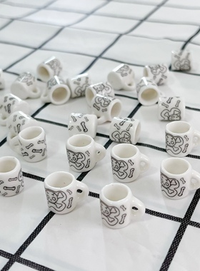10只起批微缩仿真迷你陶瓷小杯子万圣节骷髅头搞怪袖珍马克杯吊饰