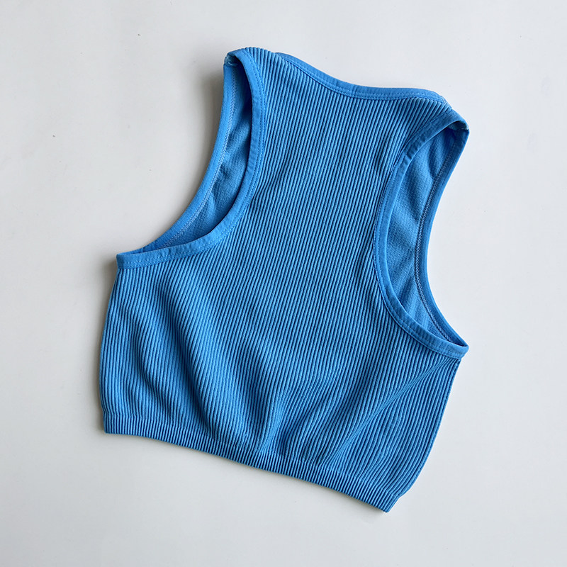 瑜伽女士卡戴珊运动背心紧身短款露脐无袖上衣休闲内搭居家健身衣