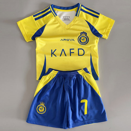 利雅得胜利C罗球衣主场客场儿童足球服套装男女童速干训练服定制 - 图1