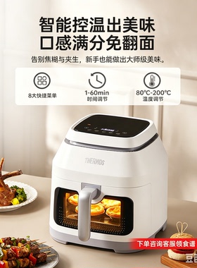 膳魔师空气炸锅可视免翻面6L大容量智能家用多功能新款蒸汽嫩烤箱