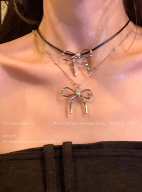 MIDO家 韩国简约蝴蝶结个性独特小众项链女轻奢高级感锁骨链