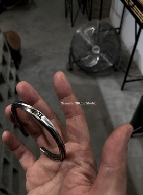 纯银做旧暗黑活口街头风手环