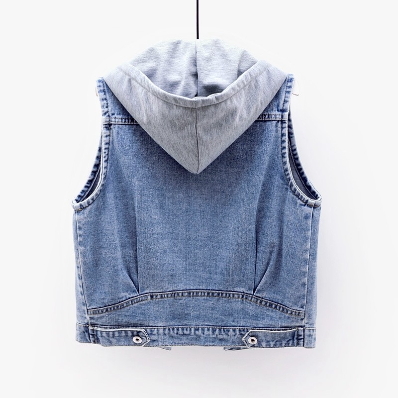 牛仔马甲女短款2025春秋新款韩版宽松连帽无袖夹克百搭修身上衣潮,淘宝优惠券,粉丝福利购,淘宝优惠卷