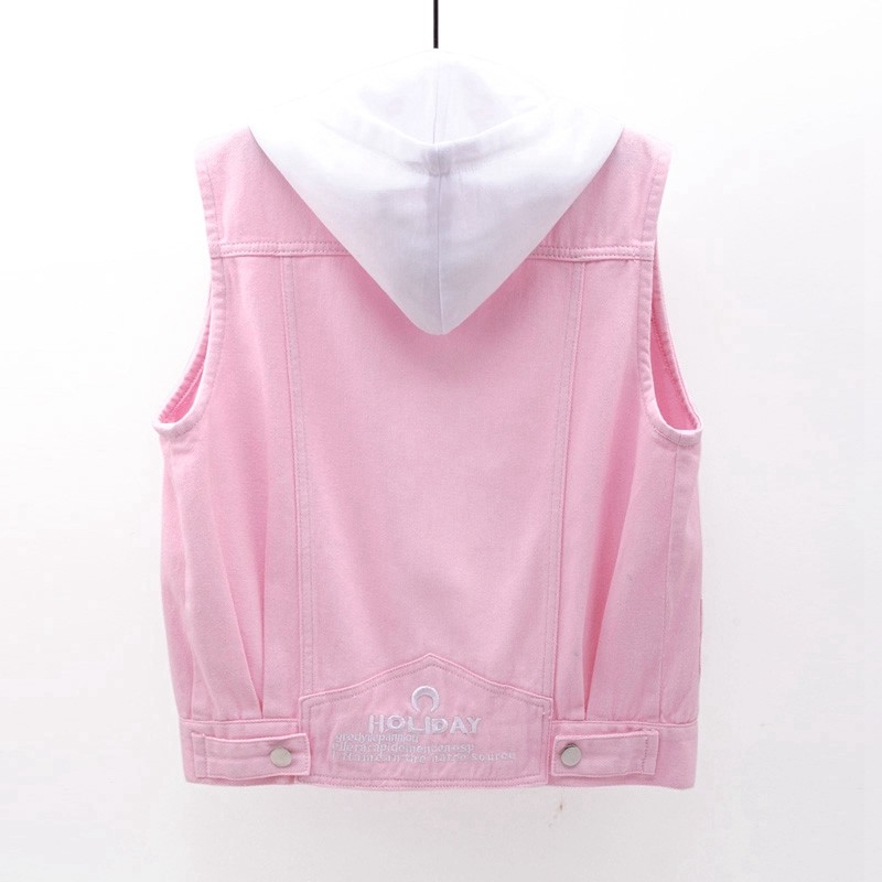 春秋新款连帽牛仔马甲女短款修身显瘦大口袋薄背心无袖开衫上衣潮,淘宝优惠券,粉丝福利购,淘宝优惠卷