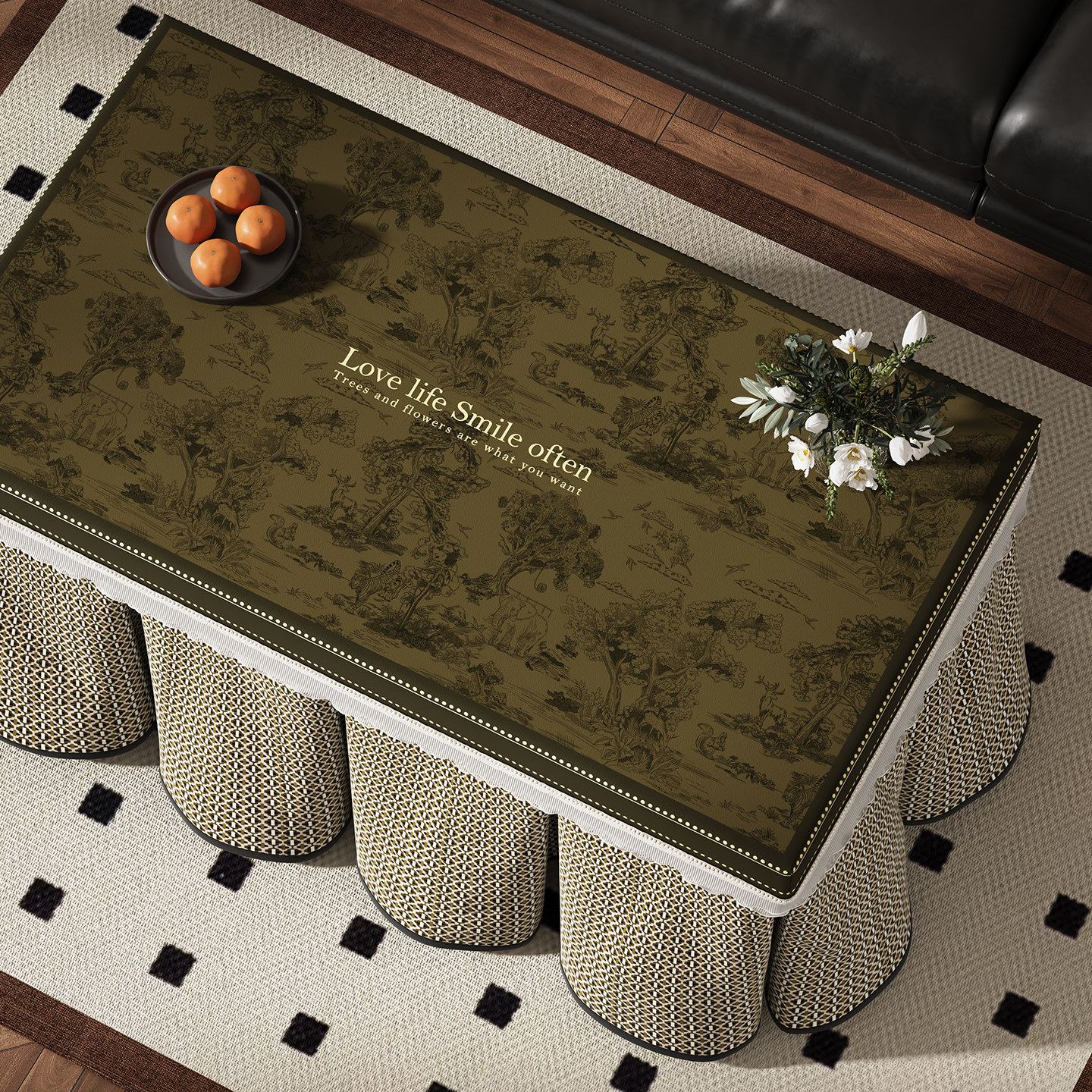 轻法式高颜值烤火罩中古风电炉罩加厚复古美式长方形烤火被新款,淘宝优惠券,粉丝福利购,淘宝优惠卷