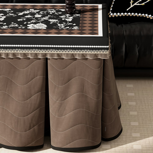 法式中古风电炉罩高级感火套烤火桌罩茶几罩套高颜值烤火罩烤火被 - 图1