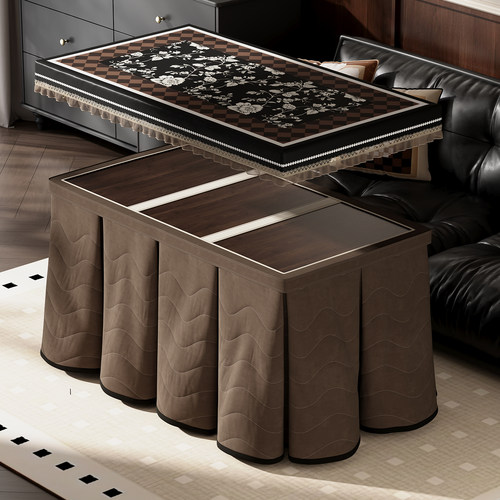 法式中古风电炉罩高级感火套烤火桌罩茶几罩套高颜值烤火罩烤火被 - 图3