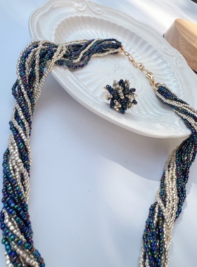 弋朵手作日本进口古董琉璃珠多层项链个性定制女