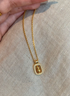 新中式金葫芦吊坠项链秋冬毛衣链