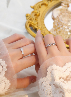 猫咪情侣戒指男女新款可调节对戒