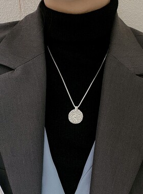 925纯银圆牌项链高级感毛衣链