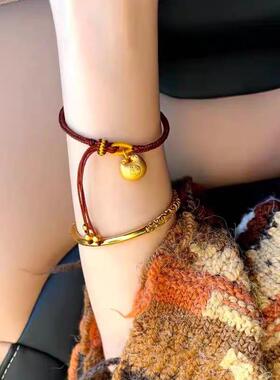 小胖福吊坠足银手链女时尚古法金