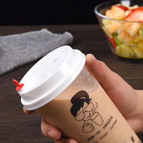 90口径加厚透明一次性奶茶杯塑料杯饮料果汁打包杯注塑杯带盖定制 - 图1