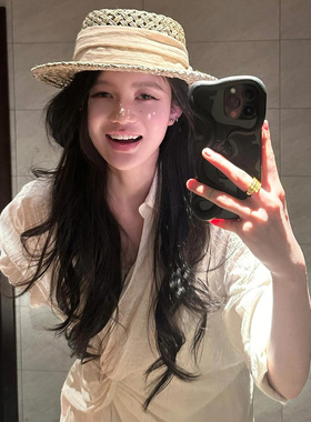 老钱风镂空草帽春夏遮阳防晒帽子
