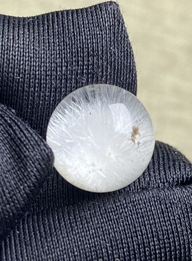 天然水晶白兔毛花吊坠圆珠DIY兔毛单珠饰品项链10.5mm一物一图