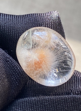 天然水晶兔毛花吊坠裸石蛋面DIY兔毛饰品可做戒指一物一图