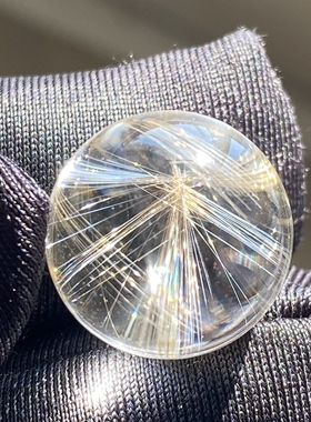 天然水晶发晶花吊坠圆珠DIY发晶单珠饰品项链15mm一物一图