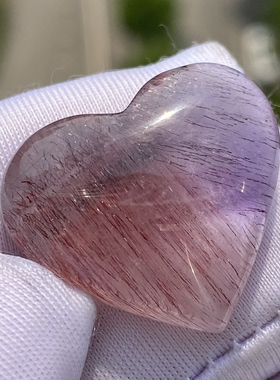 天然水晶超七紫晶发吊坠裸石男女款紫红发饰品项链挂坠 一物一图