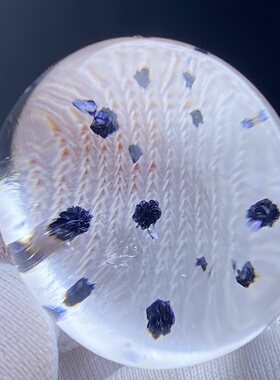 天然水晶包裹体蓝矿花吊坠裸石男女款矿石项链挂坠 一物一图