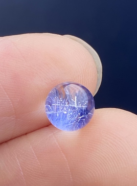 天然水晶蓝发晶吊坠圆珠DIY蓝线石单珠饰品可做戒指6.5mm