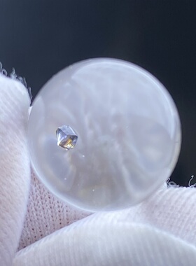 天然水晶包裹体蓝矿吊坠圆珠DIY锐钛矿单珠饰品项链13mm一物一图