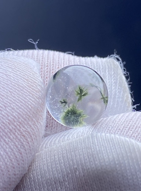 天然水晶包裹体海胆花吊坠圆珠DIY水晶饰品可做戒指8mm一物一图
