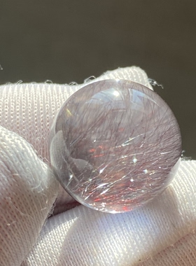 天然水晶紫晶发吊坠圆珠DIY紫发晶单珠饰品项链12.5mm一物一图